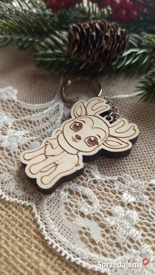 Drewniany brelok świąteczny renifer 3 wzory do Boże Narodzenie