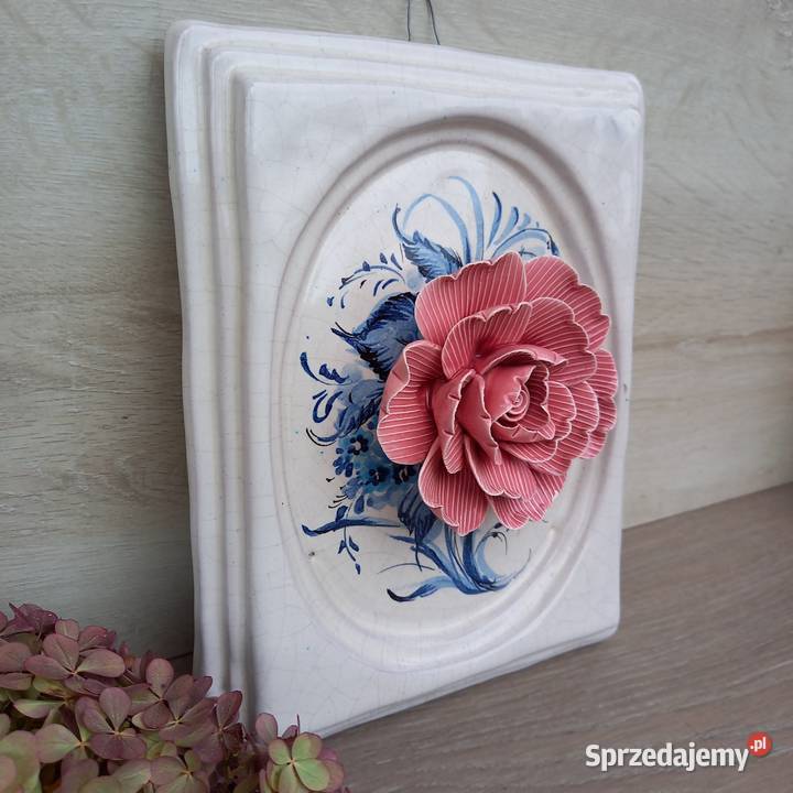 Dekoracyjny ceramiczny kafel kwiat róża mazowieckie Warszawa