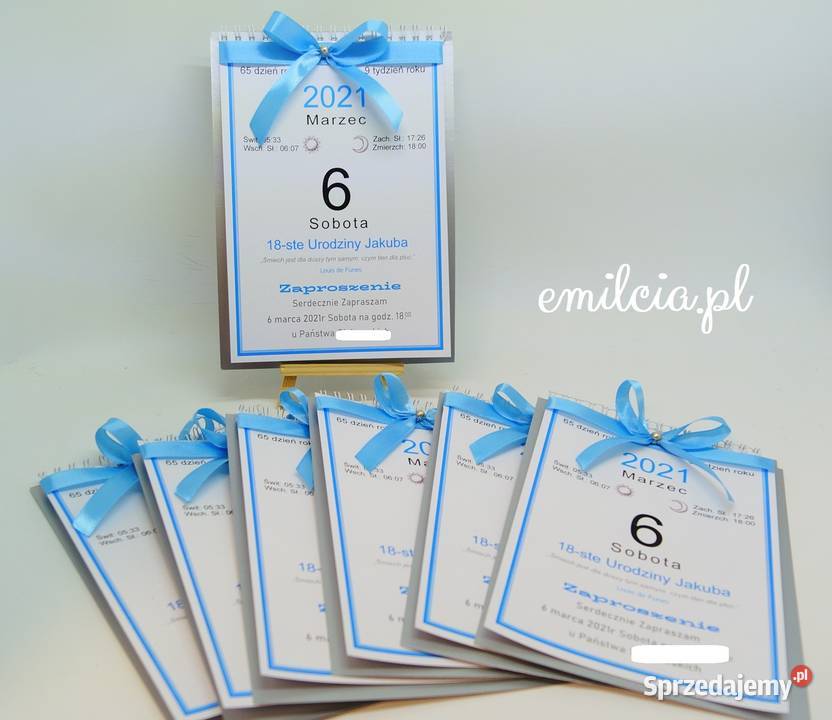 Zaproszenie na urodziny Kartka Kalendarz Spirala Zielona Góra sprzedam