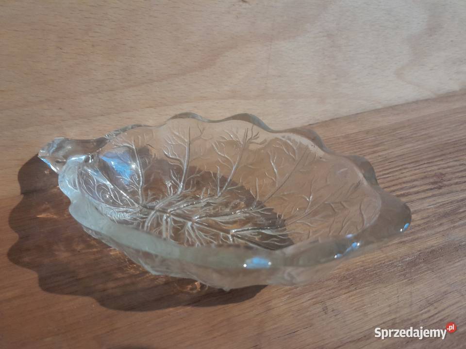 Stara szklana miseczka liść listek zabytek PRL Dąbrowa Górnicza