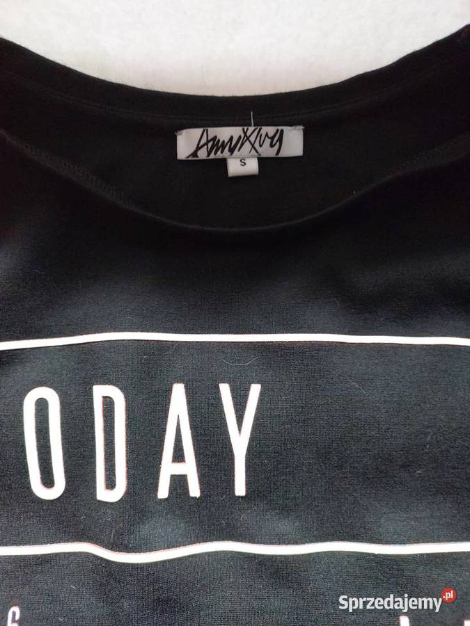 Tunika czarna w napisy rekaw 34 SM Wrocław sprzedam