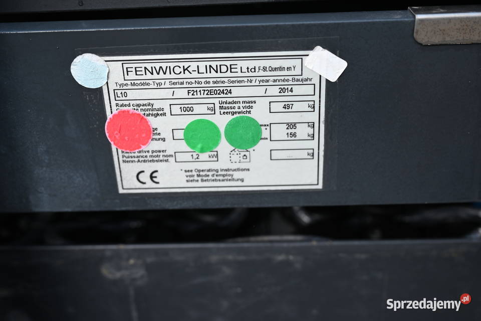 Paleciak elektryczny Linde L10 Duplex 150 2014 Częstochowa