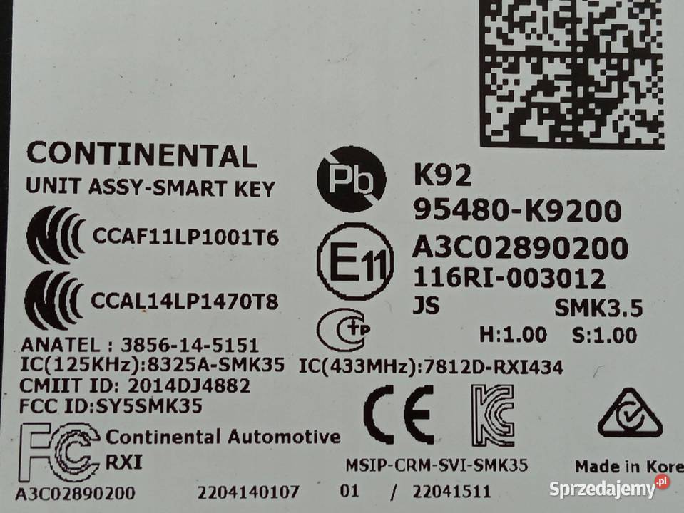 MODUŁ 95480K9200 Hyundai Veloster II 20182022 Rok produkcji 2022