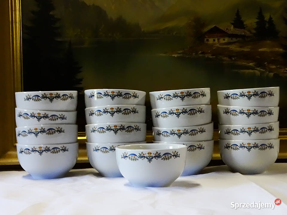 Komplet ceramicznych misek stołowych z dekoracją Biłgoraj