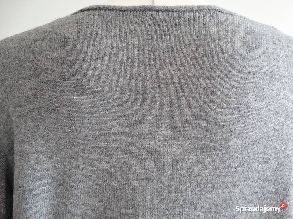 Sweter Wełniany 100 Wełna VNeck Pulower Miękki