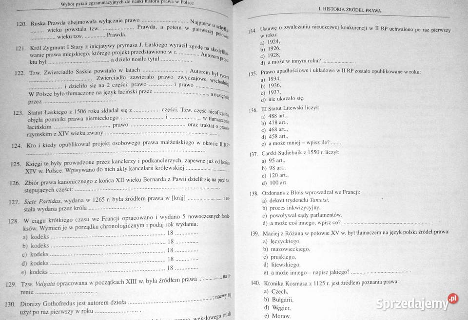 Wybór pytań egzaminacyjnych do nauki historii Chełm