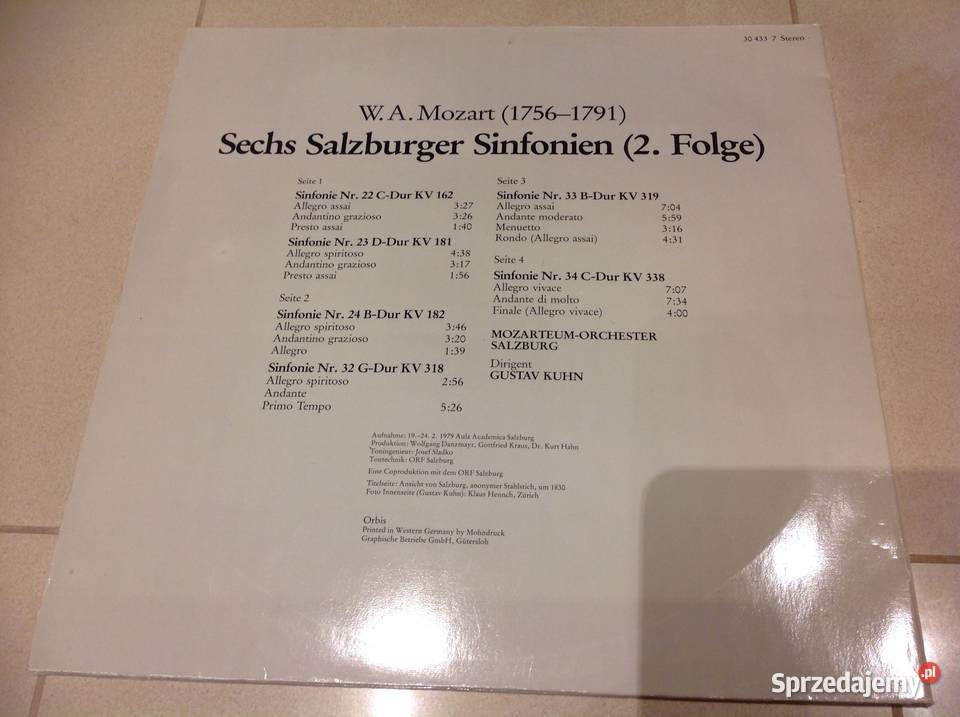 Płyta Winylowa WA Mozart SECHS SALZBURGER Nowa Sól