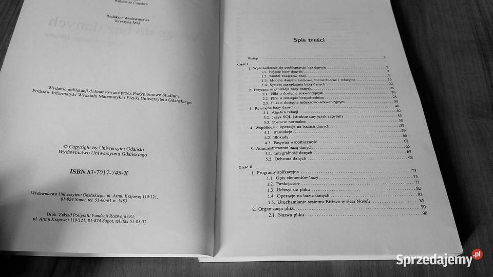 Wstęp do baz danych z opisem systemu Btrieve ISBN 837017745X Książki naukowe i popularnonaukowe pomorskie Gdańsk
