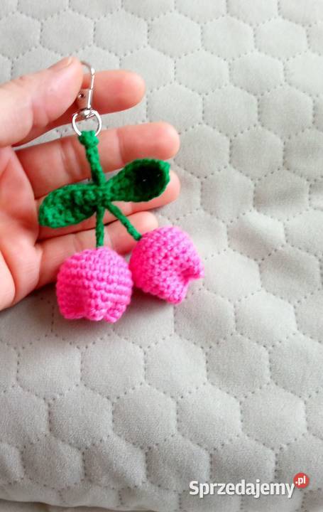 Tulipany wykonane na szydełku brelok Łask