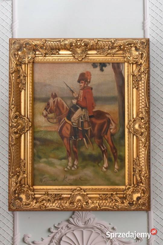Wojciech Kossak Ułan Na Koniu ze Strzelbą Stary