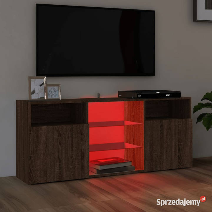 Szafka TV z oświetleniem LED brązowy dąb Warszawa sprzedam