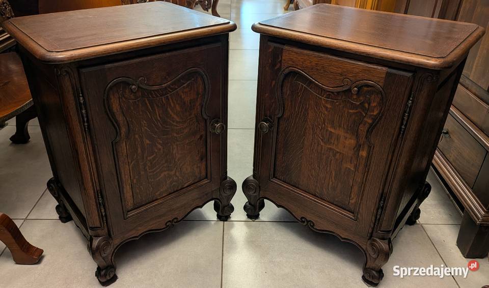 Piękne ciemne dębowe szafki ludwikowskie sklep śląskie Dąbrowa Górnicza