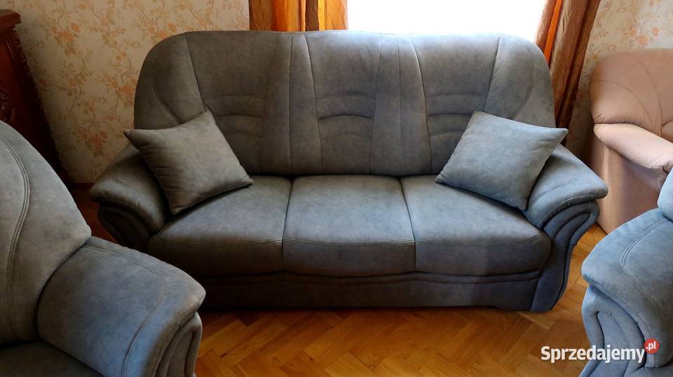 Piękny komplet wypoczynkowy Bologna sofa 3 os i tkanina Ziębice