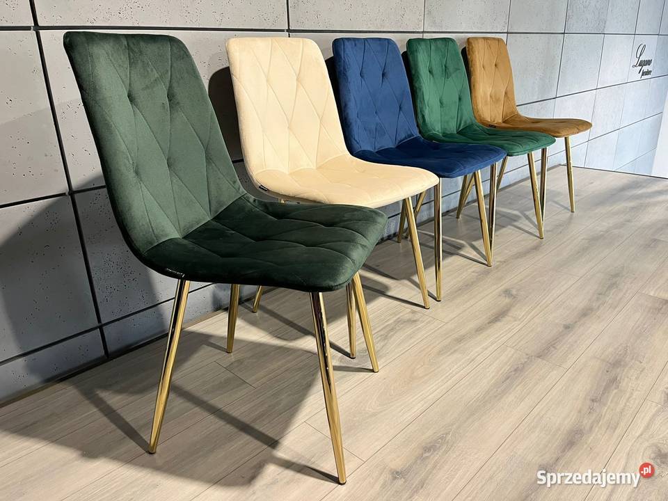 Krzesła tapicerowane pikowane welurowe glamour Krzesła podlaskie