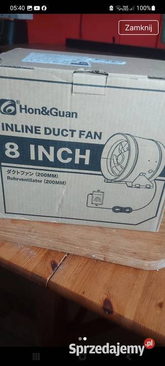 HonGuan Wentylator kanałowy 200 mm silnik EC z pomorskie Malbork sprzedam