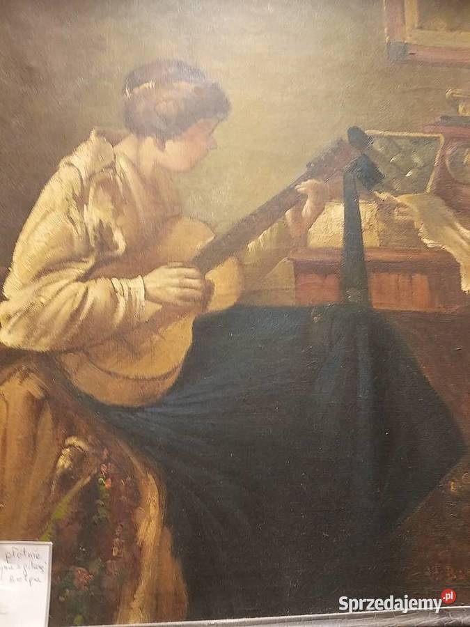 Olej na płótnie Dziewczyna z gitarą Alfred Bronisze