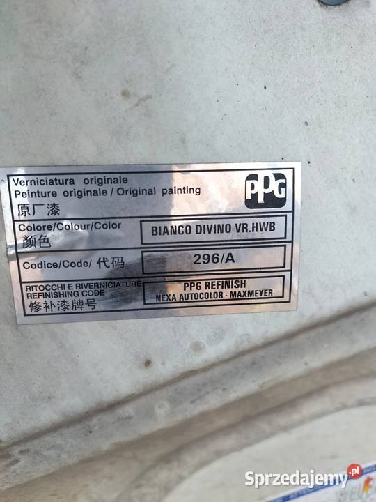 Maska FIAT GRANDE PUNTO biała kod lakieru 296a osobowe Części samochodowe Kończyce Małe