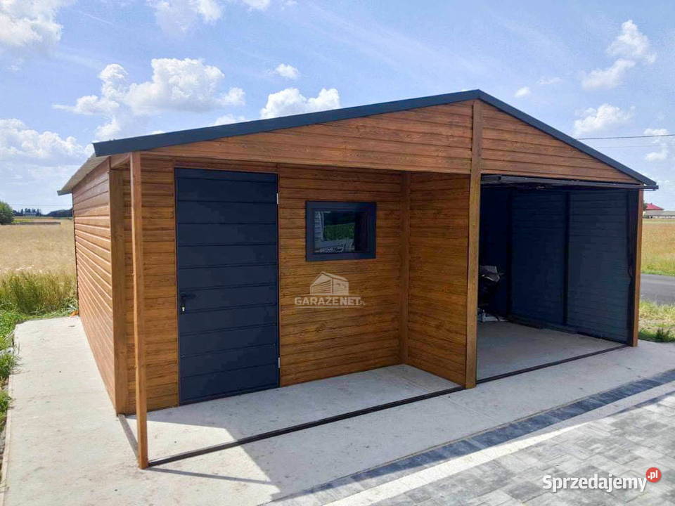 GARAŻ BLASZANY 6m x 6m DWUSPAD BRAMA DRZWI OKNO Łapanów