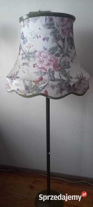 Mosiężna lampa podłogowa z abażurem Skierniewice sprzedam