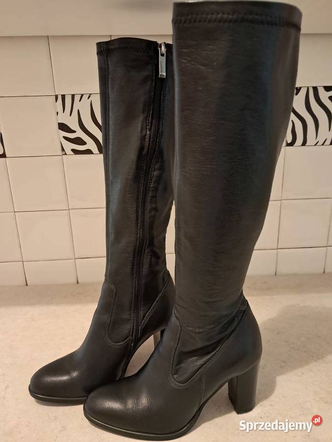 Buty damskie skórzane kozaki czarne Lasocki do Kraków