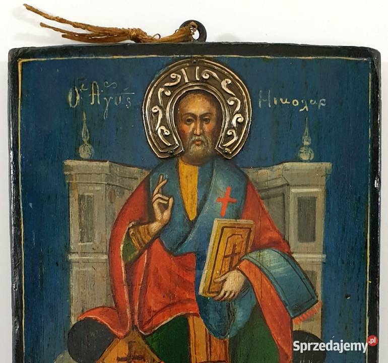 Ikona Święty Mikołaj z Miry Cudotwórca XIXw 0098 Warszawa
