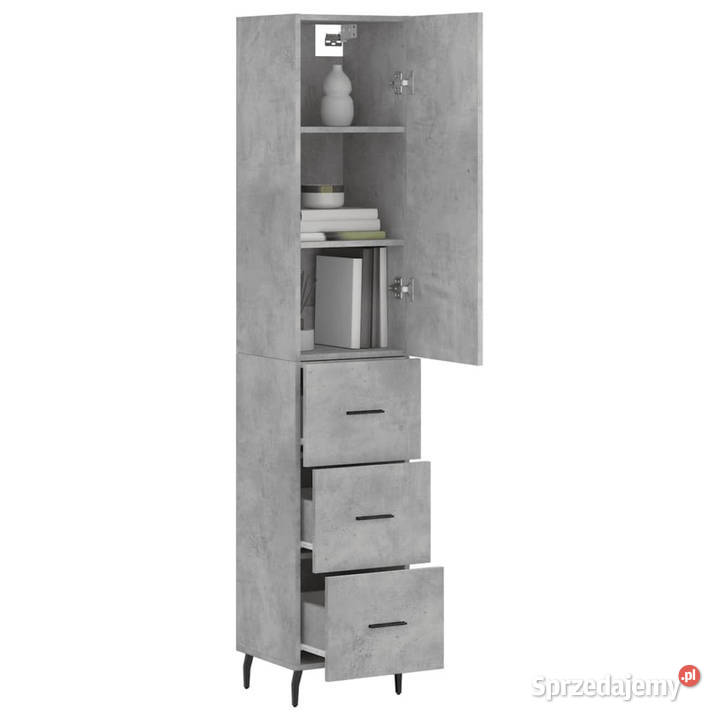 Wysoka szafka szarość betonu 345x34x180 Warszawa sprzedam