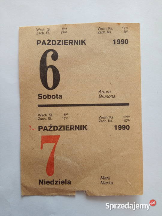 Kartka z kalendarza 67 październik 1990r