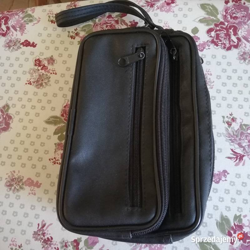Saszetka męska skórzana czarna do ręki Sieradz sprzedam