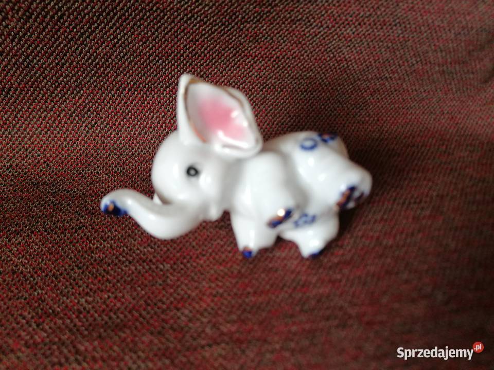 Porcelanowy słonik z złotymi zdobieniamiFigurka łódzkie Łódź sprzedam