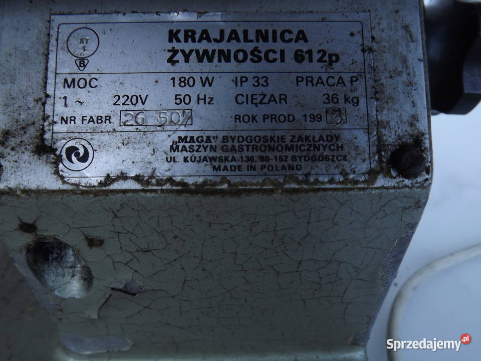 Krajalnica żywnościowa MaGa 612p używana tanio Szczytno