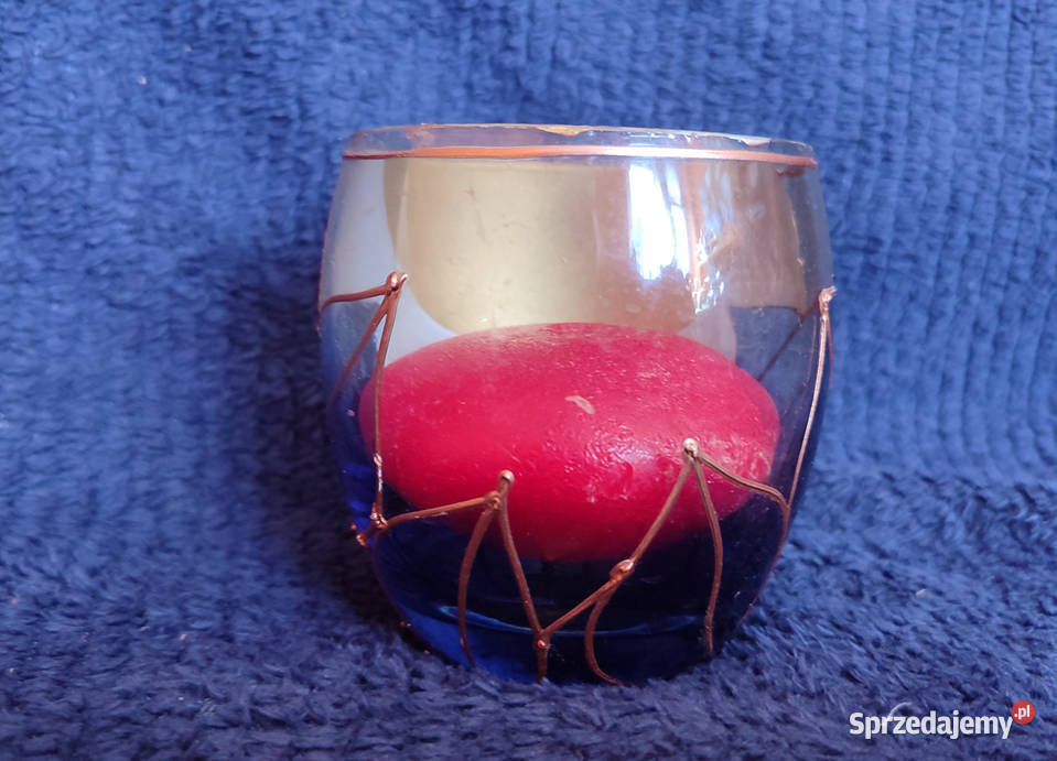 szklany świecznik tealight ręcznie malowany Gdańsk