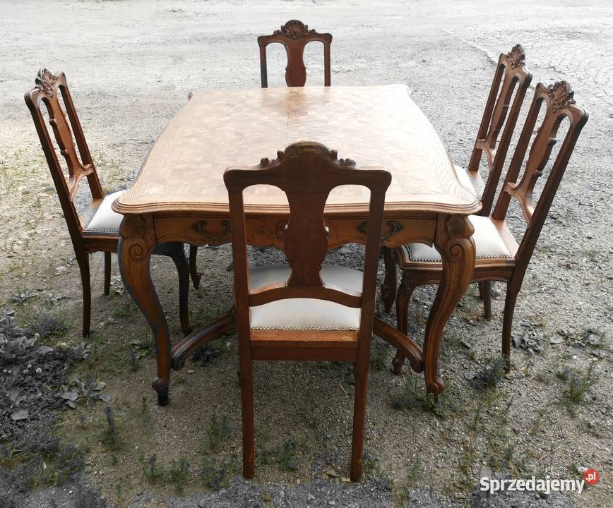 Francuski stół z 5 krzesłami ok1900 r renowacja Meble dolnośląskie Wałbrzych