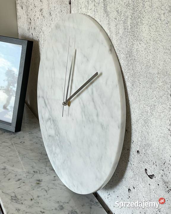 Zegar ścienny z marmuru Bianco Carrara średnica Koszalin