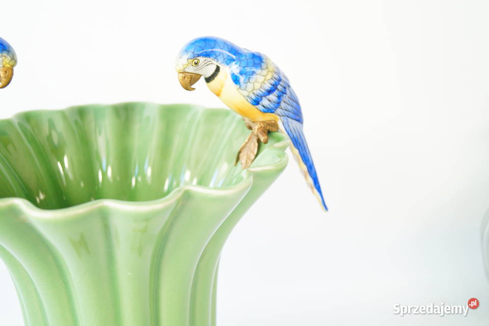 Porcelanowy wazon z papugami papugi porcelana z Gizałki sprzedam