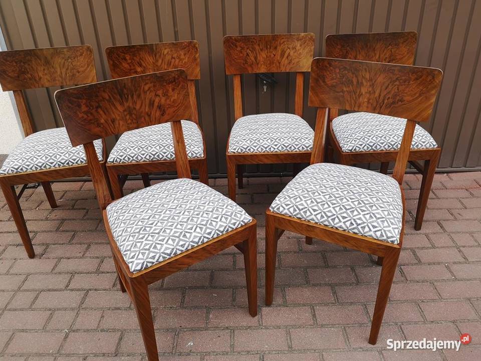 Krzesła ARTDECO Orzech Stare Antyk Komplet 6 wielkopolskie Swarzędz