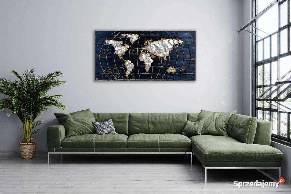 Obraz metalowy 3D LOFT MAPA ŚWIATA 1 120x60 Chmielnik