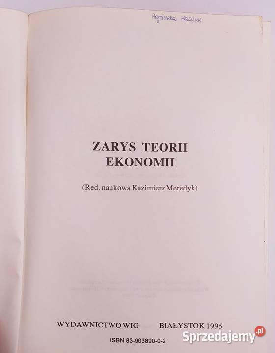 ZARYS TEORII EKONOMII Kazimierz Meredyk biznes, nauki ekonomiczne podlaskie Hajnówka