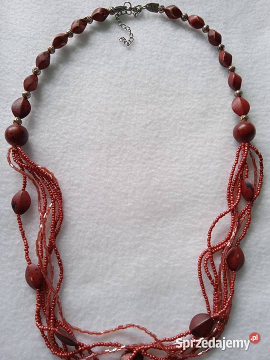 BURGUNDOWY NASZYJNIK PRZETYKANY RÓŻYCZKAMI Piła