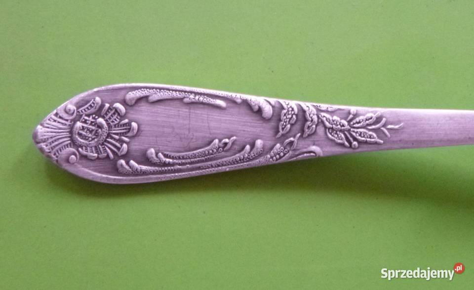 Rosyjska posrebrzana łyżeczka roślinny motyw Warszawa