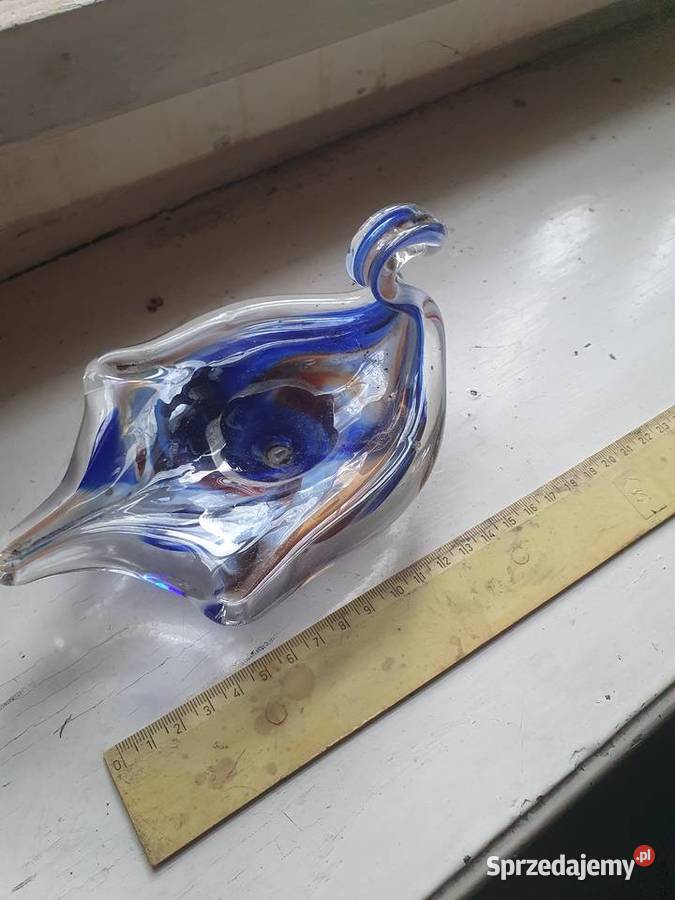 Patera misa popielniczka szkło niebieskie łabędź Porcelana i szkło Warszawa