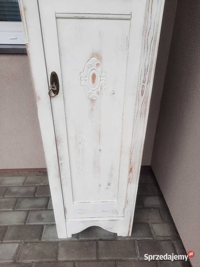 Stary międzywojenny słupek szafka shabby biały Meble Tczew