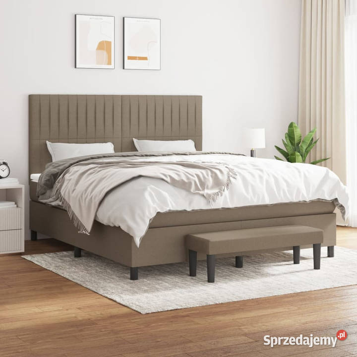 Łóżko kontynentalne z materacem taupe tkanina 203cm Warszawa