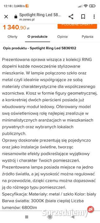 Lampa ledowa energooszczędna Warszawa sprzedam