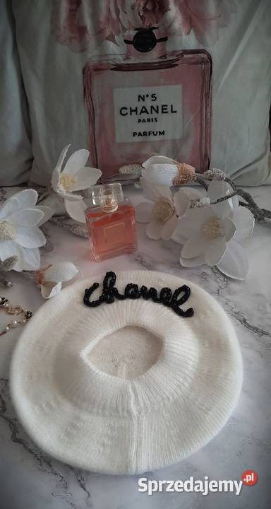 beret z angorki biały czarny Warszawa