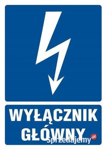 Naklejka wyłącznik główny 10x15 niebieska małopolskie Kamionna