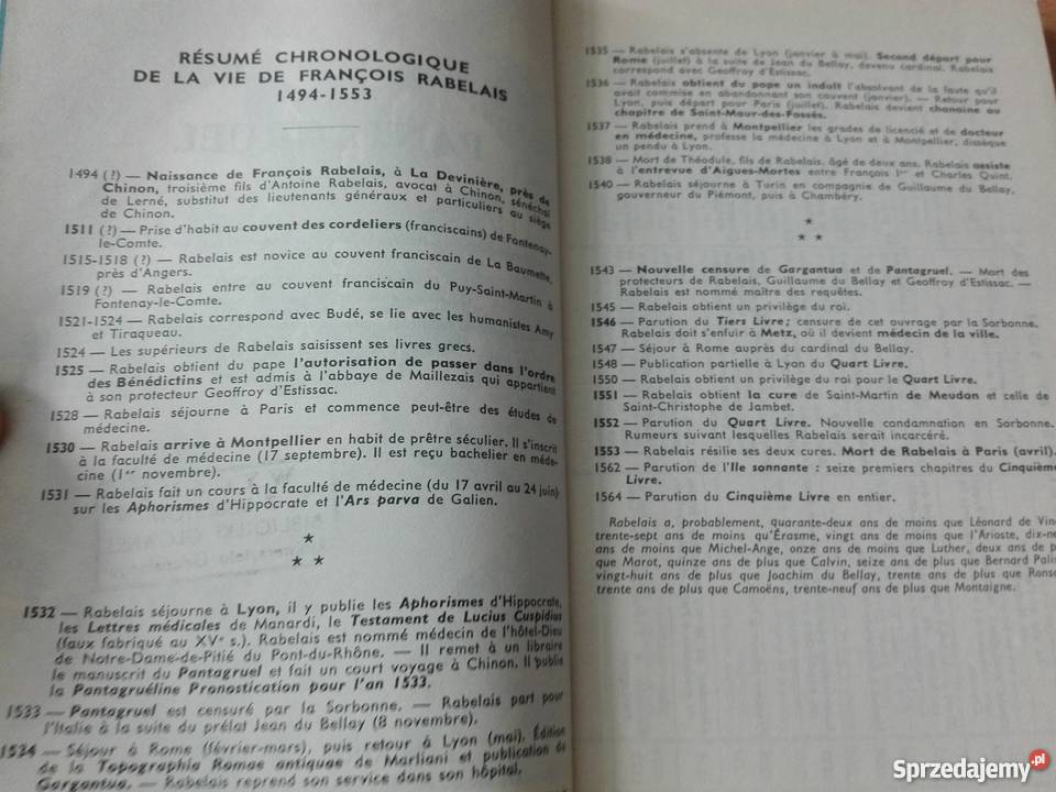 Pantagruel extraits Rabelais avec une notice pomorskie Gdańsk