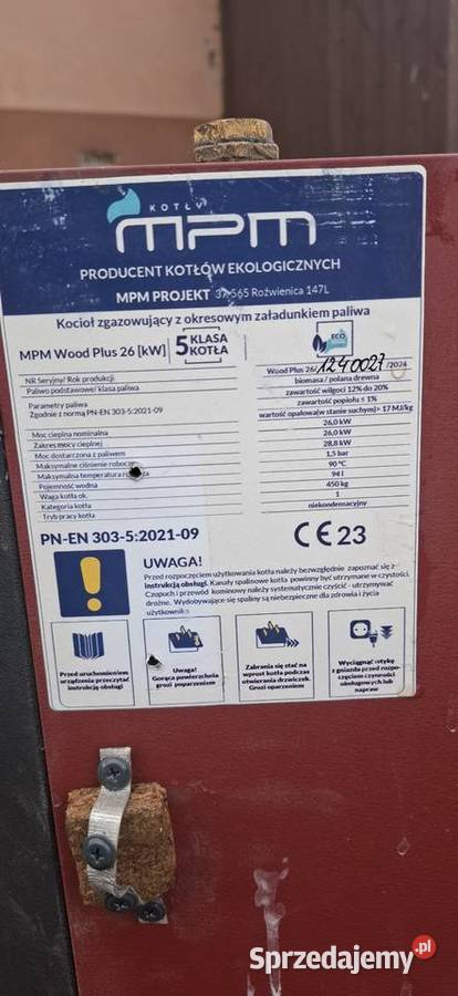 Piec zgazowujący drzewo MPM o mocy 26kW