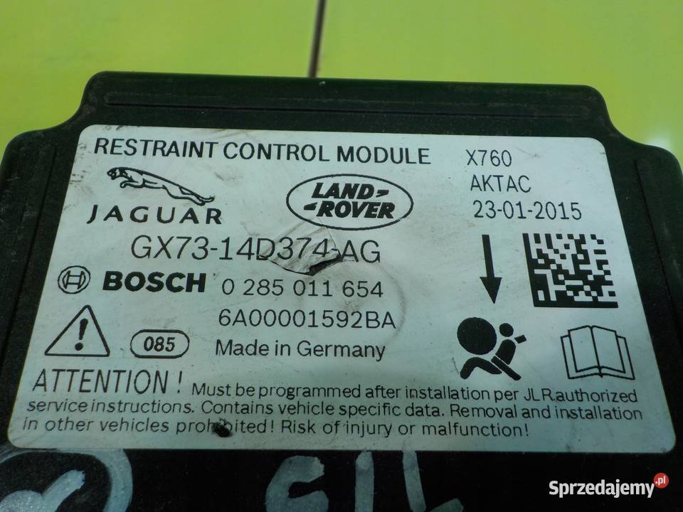 JAGUAR XE 20 D 15r SEDAN 4D modul sensor AIRBAG Wyposażenie elektryczne Suków