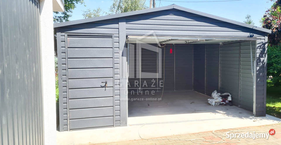 GARAŻ BLASZANY 4m x 5m Brama uchylna rynny blacha mazowieckie Nowy Dwór Mazowiecki