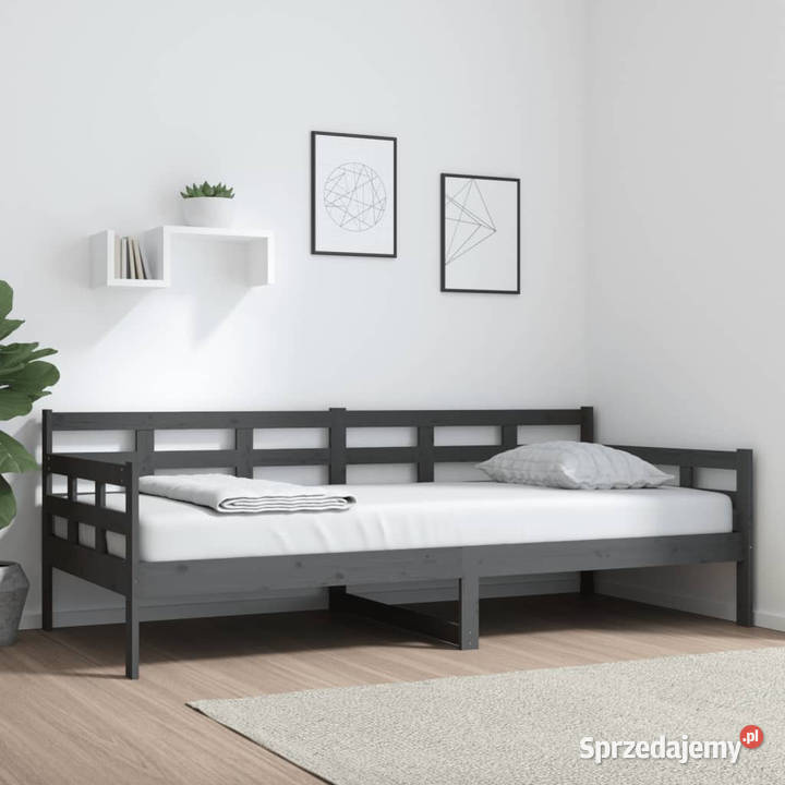 Łóżko dzienne szare lite drewno sosnowe 90x200 Warszawa